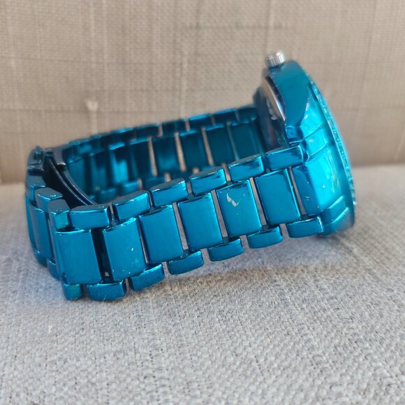 Disney Minnie Mouse Wristwatch Blue Tone Metal Strap Analog Quartz Watch Accutim - Picture 10 of 12